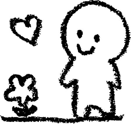 咲いた花を愛でる人のイラスト